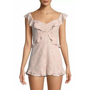 BCBGeneration Ruffled Lace Romper Rose Smoke